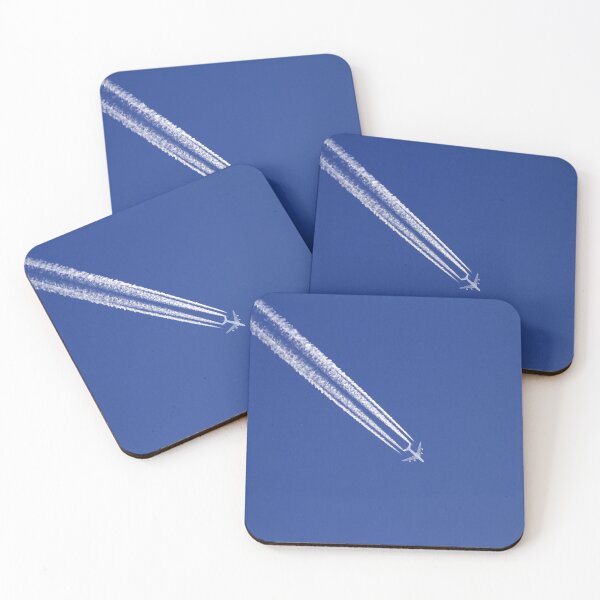 Item preview, Airplane with condensation trails on blue sky. designed and sold by cloud7.