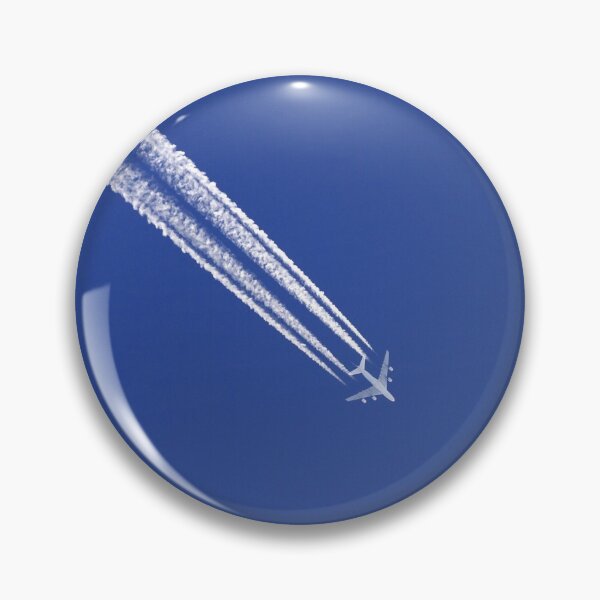 Item preview, Airplane with condensation trails on blue sky. designed and sold by cloud7.