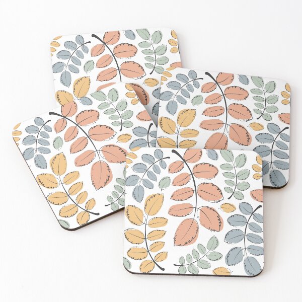 Item preview, Cute doodle autumn leaves in trendy colors on a white background seamless pattern. Hand drawn natural print designed and sold by parkinsmack.