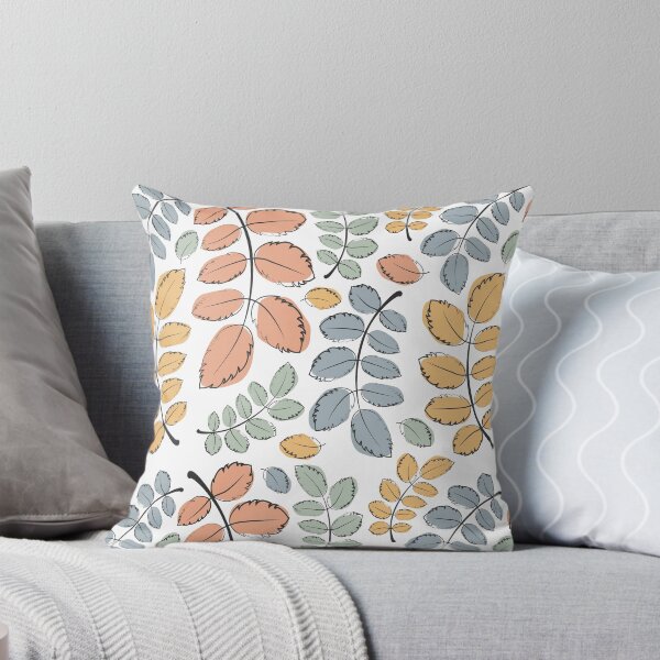 Item preview, Cute doodle autumn leaves in trendy colors on a white background seamless pattern. Hand drawn natural print designed and sold by parkinsmack.
