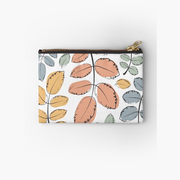 Item preview, Cute doodle autumn leaves in trendy colors on a white background seamless pattern. Hand drawn natural print designed and sold by parkinsmack.