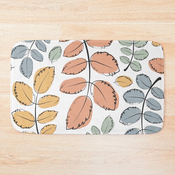 Item preview, Cute doodle autumn leaves in trendy colors on a white background seamless pattern. Hand drawn natural print designed and sold by parkinsmack.