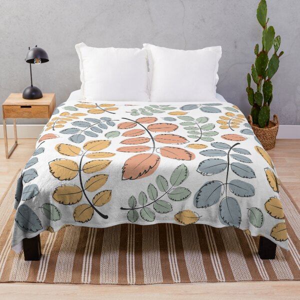 Item preview, Cute doodle autumn leaves in trendy colors on a white background seamless pattern. Hand drawn natural print designed and sold by parkinsmack.