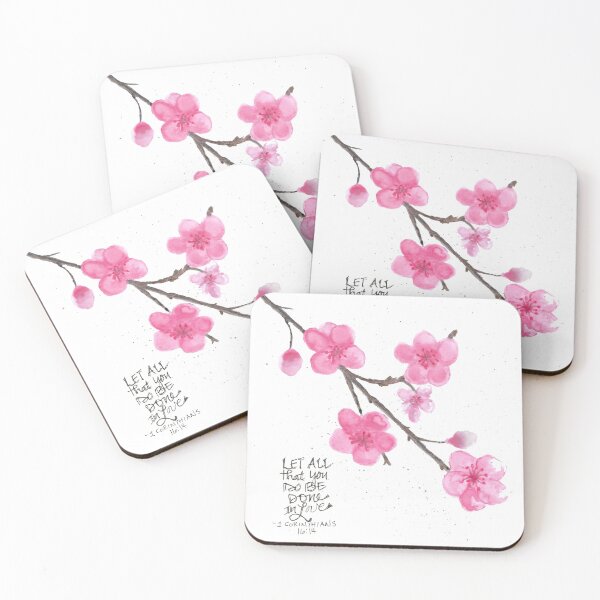 Item preview, Scripture Inspired Watercolor, Cherry Blossom Branch, 1 Corinthians 16:14 designed and sold by Hollis Shaner.