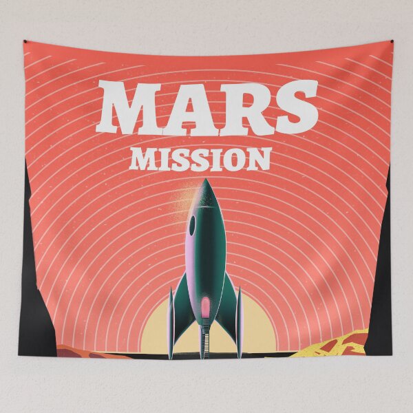 Item preview, Rocket on mars illustration designed and sold by arkitekta.