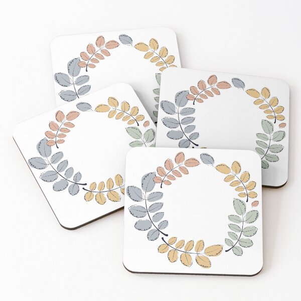 Item preview, Cute doodle autumn leaves in trendy colors on a white background frame. Hand drawn natural print clock designed and sold by parkinsmack.