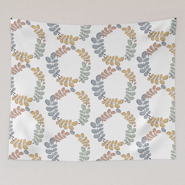 Item preview, Cute doodle autumn leaves in trendy colors on a white background frame. Hand drawn natural print clock designed and sold by parkinsmack.
