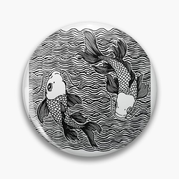 Aperçu de l'œuvre Double Koi Fish Great Wave Tattoo Noir V.02 créée et vendue par Ebayson74.