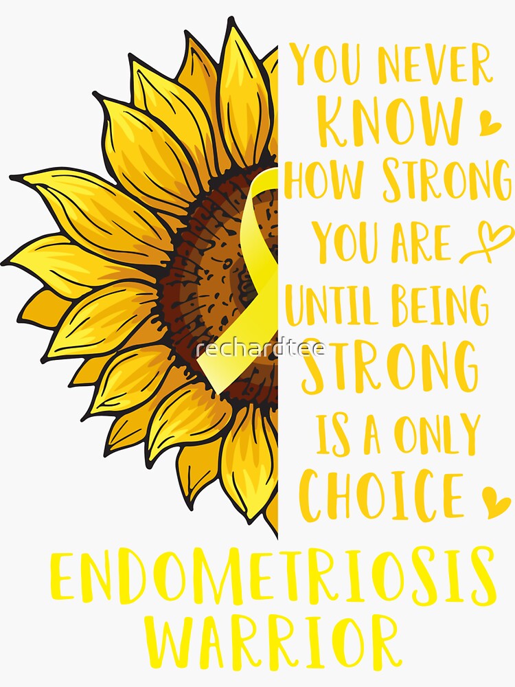 Strong Is Beautiful Yellow Sunflower Endometriosis T-Shirt