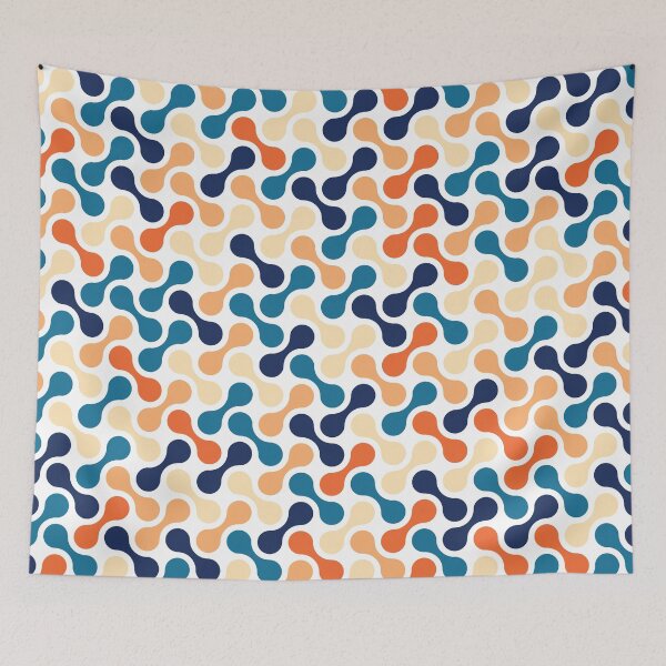 Item preview, Blue Orange Cream Multicolour Vintage Metaball Pattern designed and sold by Moyanana.