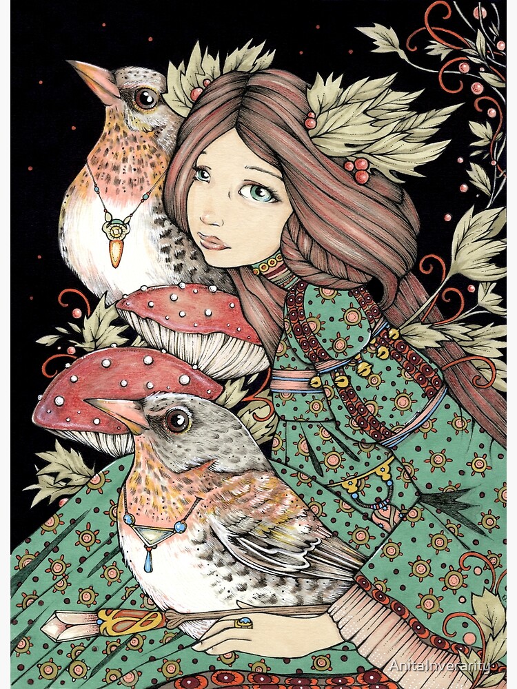 Thumbnail 3 of 3, Canvas Print, The Fae and the Fieldfare designed and sold by AnitaInverarity.