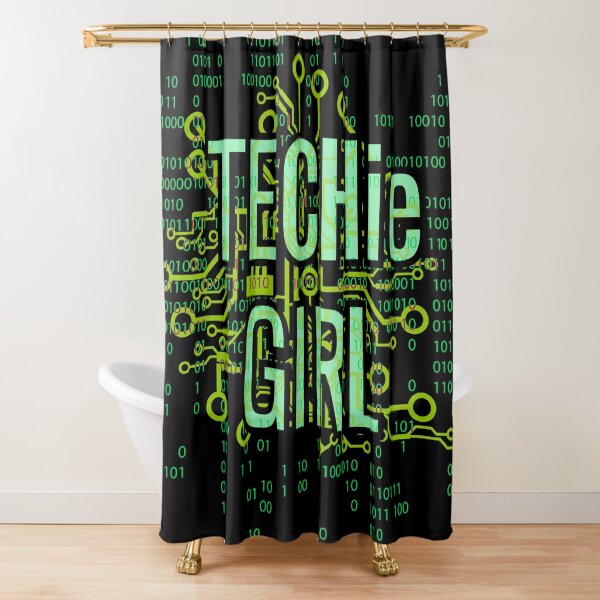 TECHie GIRL Digital Green Shower Curtain