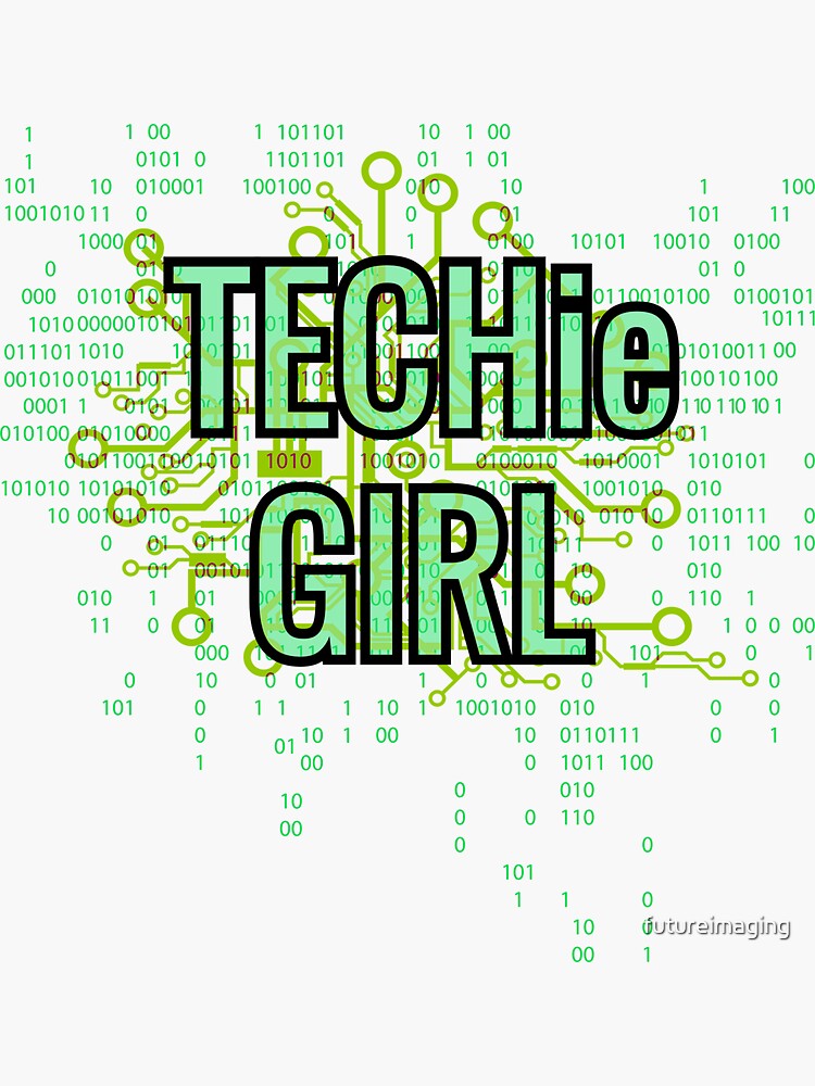 Thumbnail 3 of 3, Sticker, TECHie GIRL Digital Green designed and sold by futureimaging.
