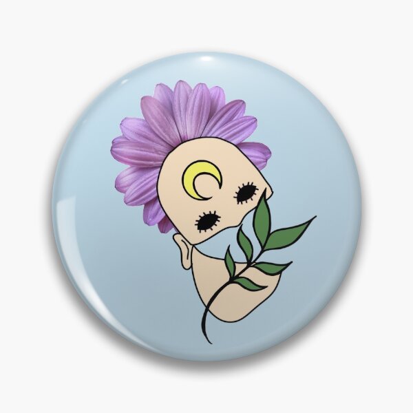 Item preview, Creepy and Surreal Human Face with Plant Leaf & Crescent Moon designed and sold by 10pmCreations.