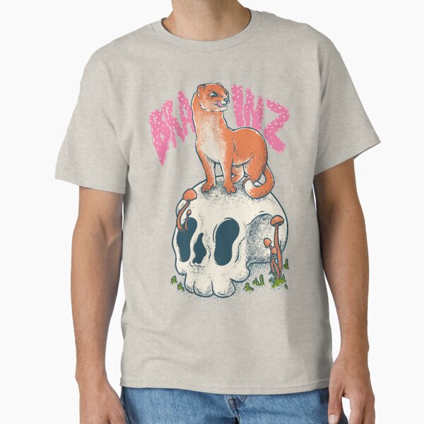Item preview, Stoat - Brainz | Cute adorable furry creature ruthless killer | Mom | Lowbrow art Vintage | forest woodlands cottagecore goblincore mushroom mushrooms fungus fungi plants plant vines animals animal designed and sold by Any Color Designs.
