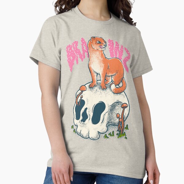 Item preview, Stoat - Brainz | Cute adorable furry creature ruthless killer | Mom | Lowbrow art Vintage | forest woodlands cottagecore goblincore mushroom mushrooms fungus fungi plants plant vines animals animal designed and sold by Any Color Designs.