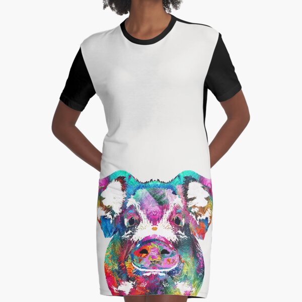 Colorful Pig Art - Squeal Appeal - By Sharon Cummings Graphic T-Shirt Dress