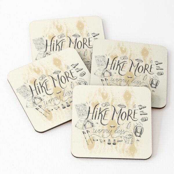 Item preview, Hike more, worry less quote lettering illustration designed and sold by AgusCami.