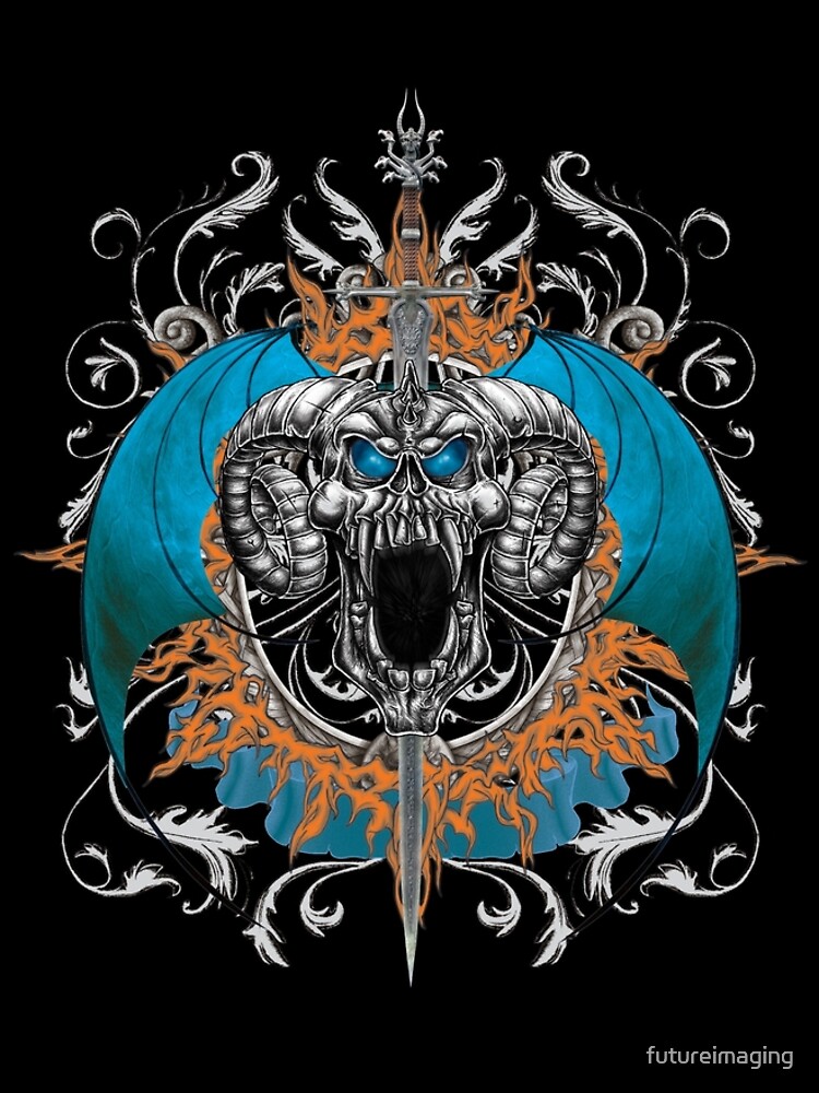 Blue Demon Wings & Skull by futureimaging