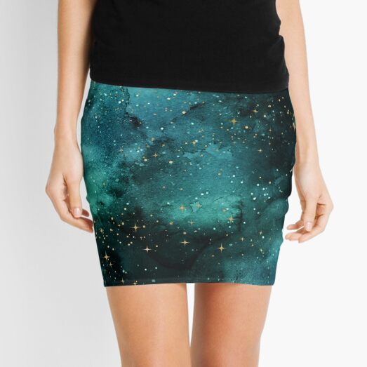 Teal Galaxy Mini Skirt