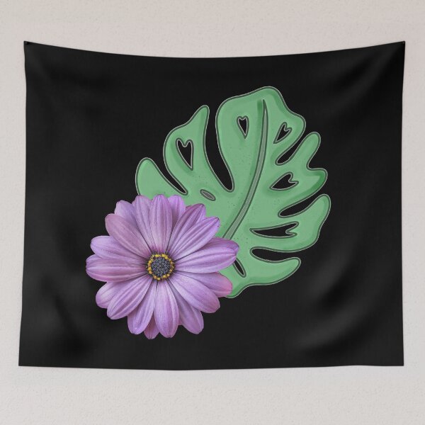 Item preview, Monstera Lover, Plant Leaf with a Realism Purple Daisy for Surrealism Vibes designed and sold by 10pmCreations.