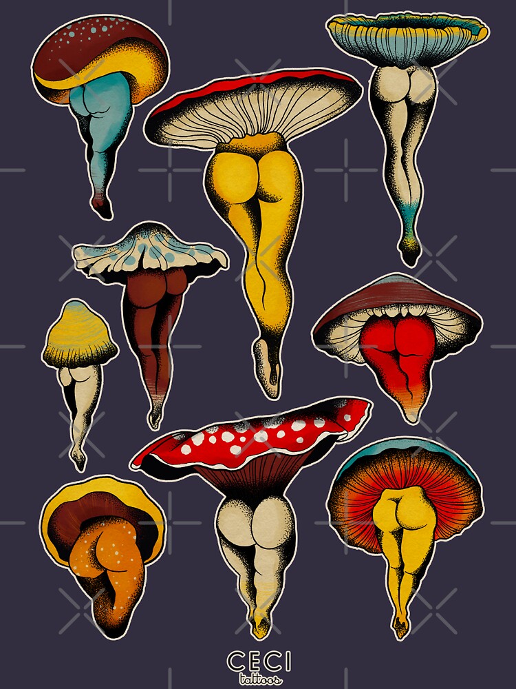 Sexy mushrooms tattoo flash by ceciliagranata