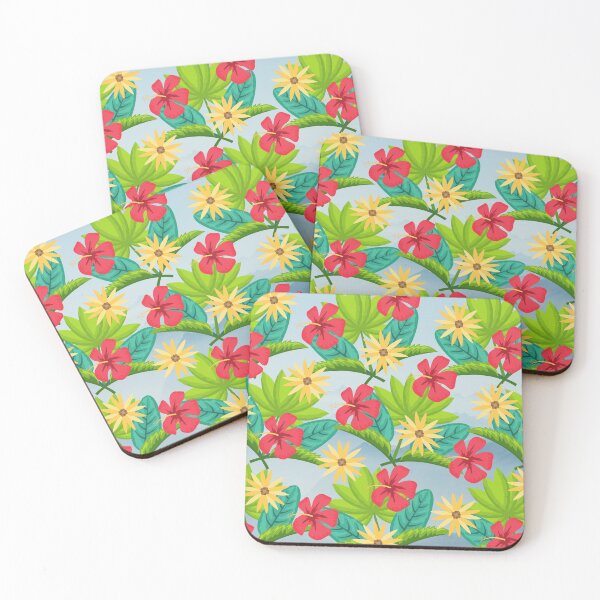 Item preview, Tropical Red Hibiscus Flowers, Green Leaves and Yellow Flowers designed and sold by silviaol.