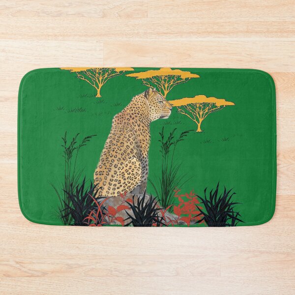 Item preview, Leopard in Savannah with Green Pattern, Africa safari, Jungle Art designed and sold by BoastInArt.
