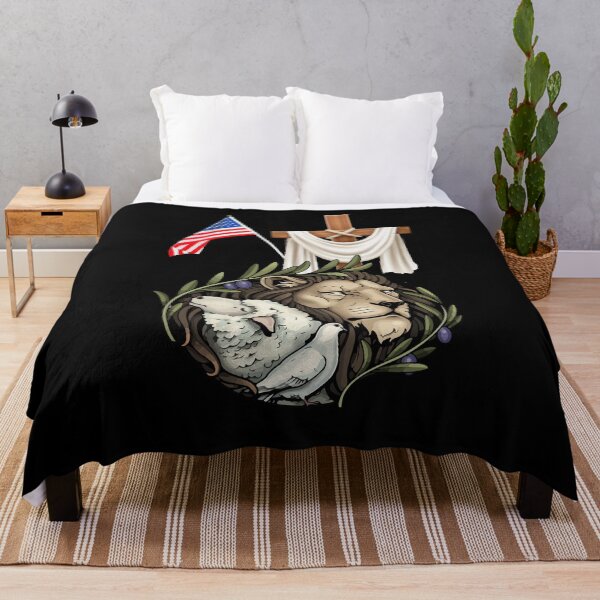 Item preview, Lion And Lamb Cross Sheep Dove America Flag designed and sold by Dressed For Duty.