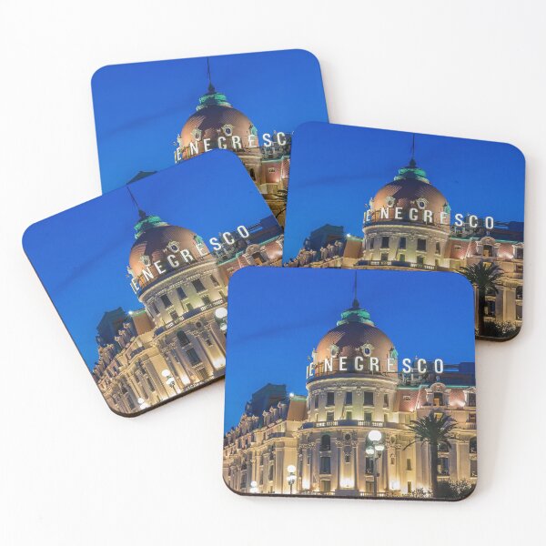Item preview, Long exposure light trails at night in front of the famous luxury Negresco hotel on the Promenade des Anglais in Nice, Baie des Anges, a symbol of the Cote d'Azur or the French Riviera. designed and sold by SvetlanaSF.