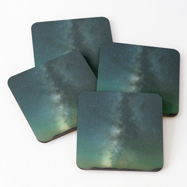 Item preview, Green aurora borealis starry with shiny stars dark aesthetic night space designed and sold by August-E.