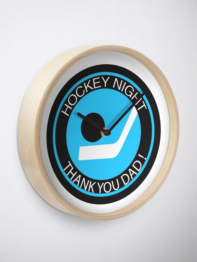 Reloj «Noche de Hockey ¡Gracias Papá! Regalo divertido del día del padre.  Canadá. Parodia canadiense de HNIC de Hockey Night In Canada con logo  retro, palo y diseño de disco.» de GTOATlogos |