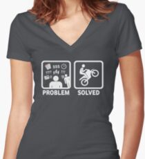Problem Solved Motorbike T Shirt Women's Fitted V-Neck T-Shirt