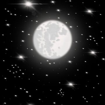 Artwork thumbnail, Starry night moon - dark sky by Fatamimosh