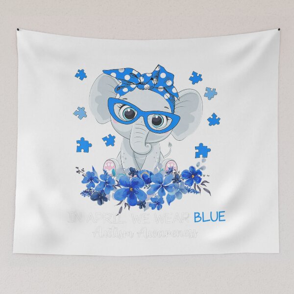 Item preview, In April We Wear Blue Autism Awareness Elephant  designed and sold by schickelyasmin.
