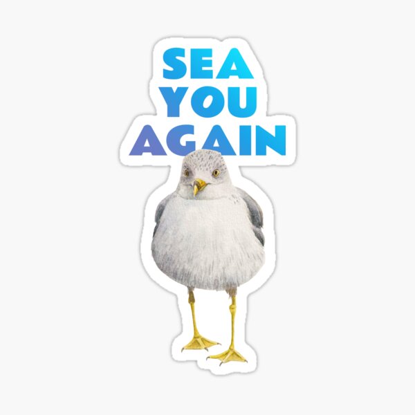 &ldquo;Sea you again, funny seagull pun, watercolor painting&rdquo; Sticker for