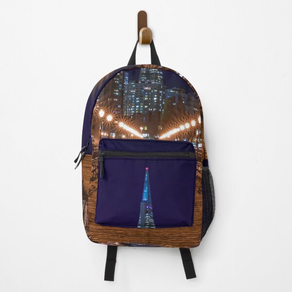 Item preview, Downtown San Francisco, Embarcadero Building and the Transamerica Pyramid, decorated for Christmas from famous romantic wooden Pier 7 at sunset. designed and sold by SvetlanaSF.