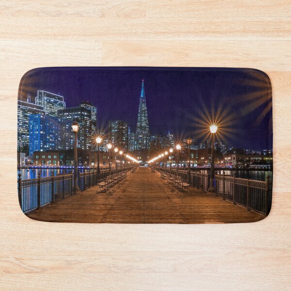 Item preview, Downtown San Francisco, Embarcadero Building and the Transamerica Pyramid, decorated for Christmas from famous romantic wooden Pier 7 at sunset. designed and sold by SvetlanaSF.