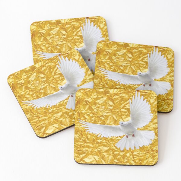 Item preview, ABSTRACT MODERN ART WHITE DOVE GOLD LEAF ART designed and sold by sharlesart.
