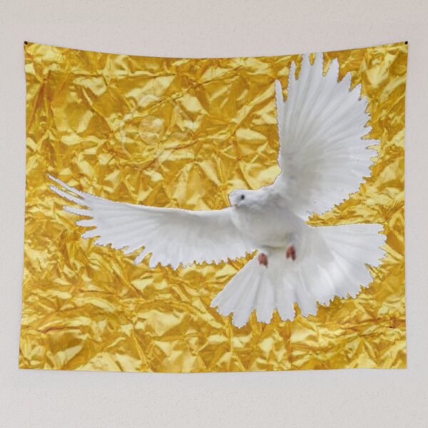 Item preview, ABSTRACT MODERN ART WHITE DOVE GOLD LEAF ART designed and sold by sharlesart.