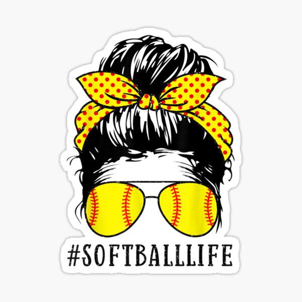 Mom Life Softball Baseball Mom Mothers Day Messy Bun Womens Sticker