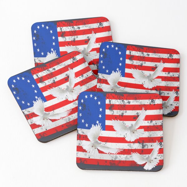 Item preview, ANTIQUE GRUNGY AMERICAN BATTLE FLAG WHITE  DOVES ART designed and sold by sharlesart.