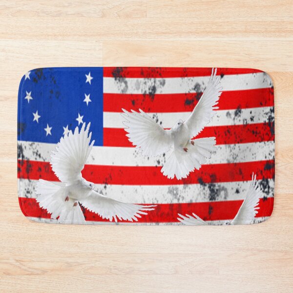 Item preview, ANTIQUE GRUNGY AMERICAN BATTLE FLAG WHITE  DOVES ART designed and sold by sharlesart.