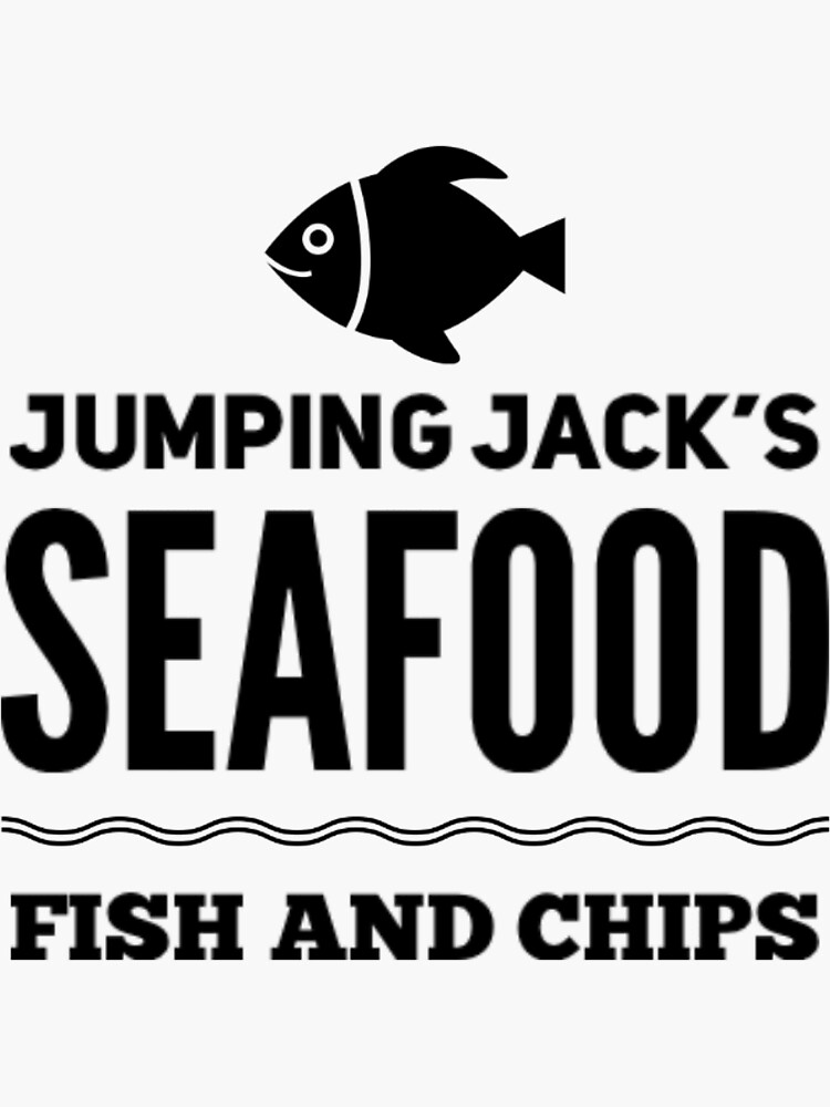 "Jumping Jacks' Seafood Fish and Chips " Sticker by prohockeylabs