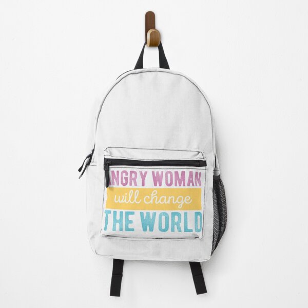 Item preview, Angry Woman Will Change The World Pink, Yellow and Blue Colors Distressed Typography Design designed and sold by NightGleam.