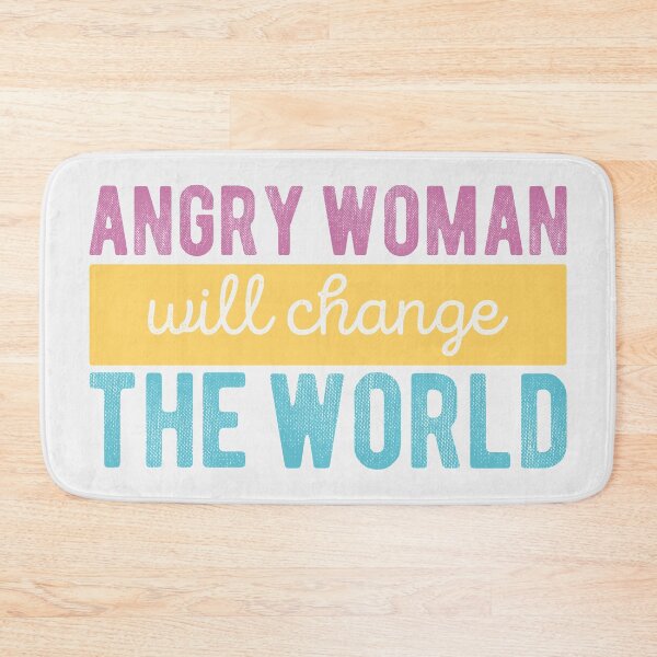 Item preview, Angry Woman Will Change The World Pink, Yellow and Blue Colors Distressed Typography Design designed and sold by NightGleam.