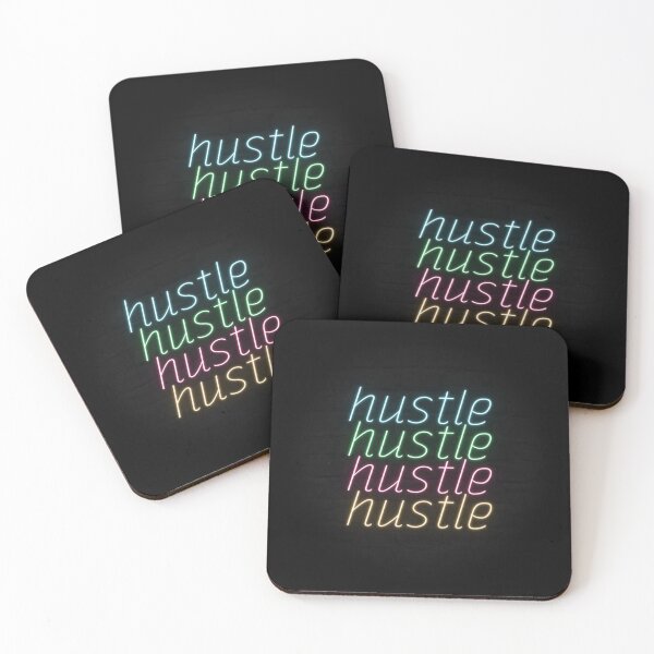 Item preview, Hustle Hustle Hustle Neon Retrowave Multicolor Text designed and sold by dylanxh.