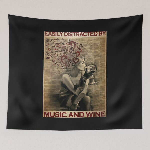Item preview, Book Page Girl Easily Distracted By Music And Wine Poster designed and sold by ArminaNLabrie.