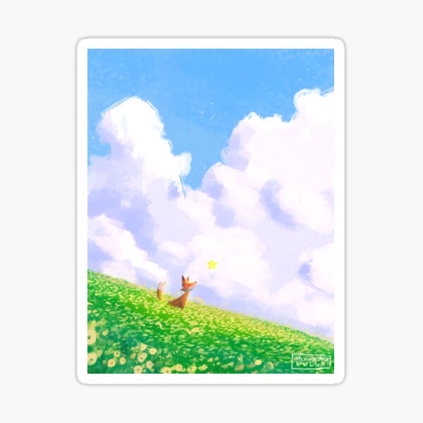 Item preview, Minimalistic Cute Little Fox in the Flower Field designed and sold by eilekzandra.