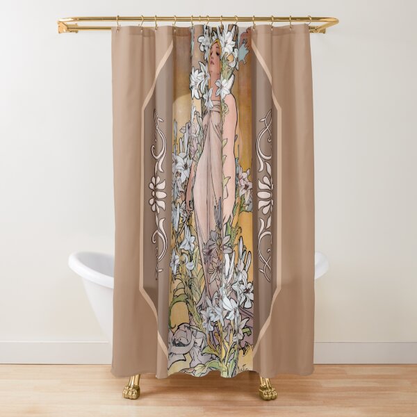 Vintage 1900s Mucha Art Nouveau Shower Curtain